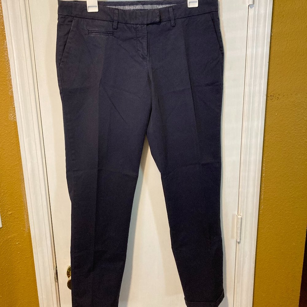 NEW Patrizia Pepe women's size 32 roll cuff dark blue stretch chino pants 32x30